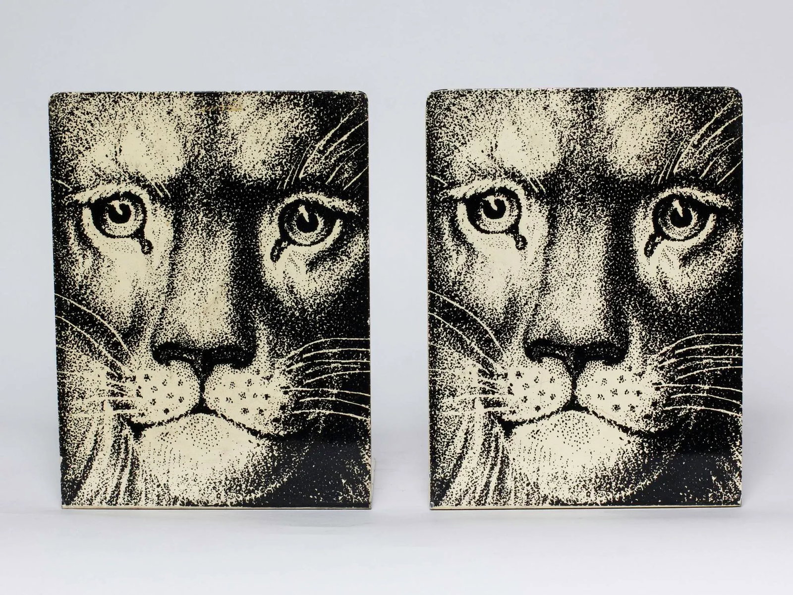 Fornasetti Enamel Lion Face Bookends - a Pair - 5