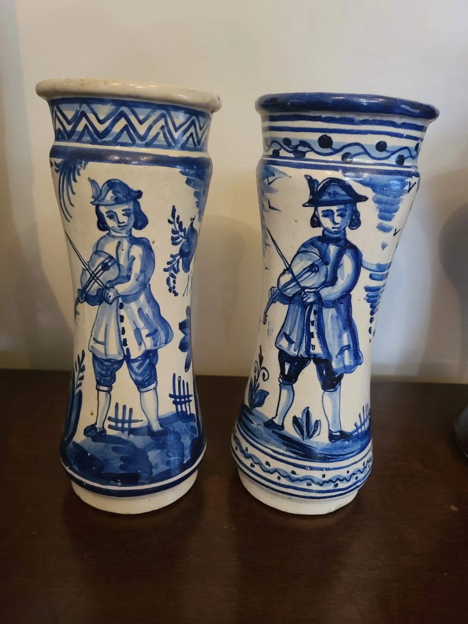 A Pair Antique Alberello or Pharmacy Jars/ Catalan Pottery Vases - 12