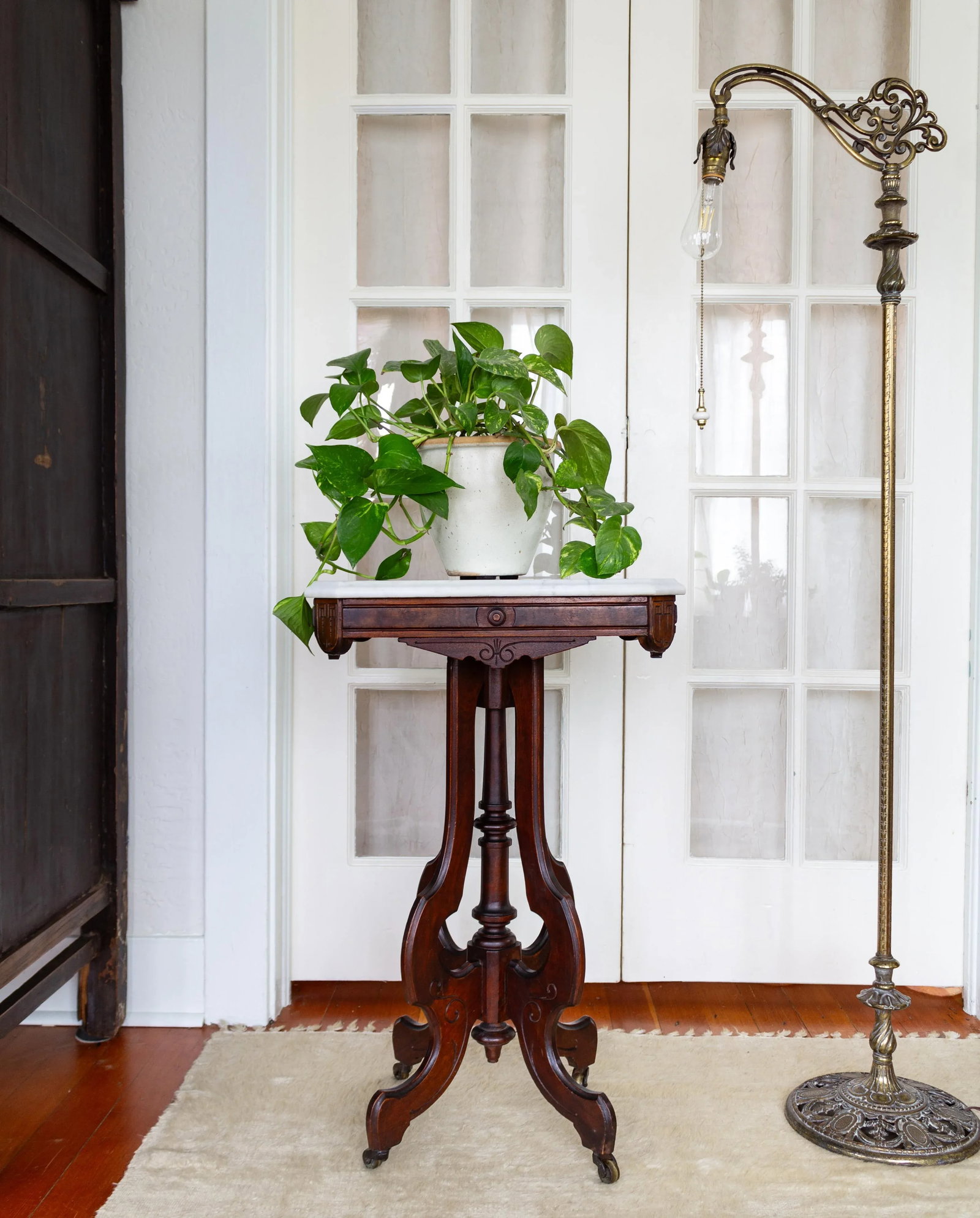 19th C. Victorian East Lake Stone Top Plant Stand or Side Table - 2