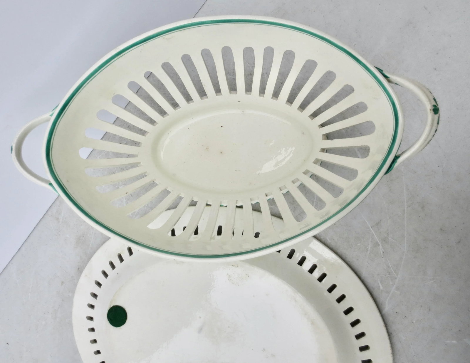 Antique Spode Reticulated Chestnut Basket & Underplate 18th Century -A Set of 2 - 7