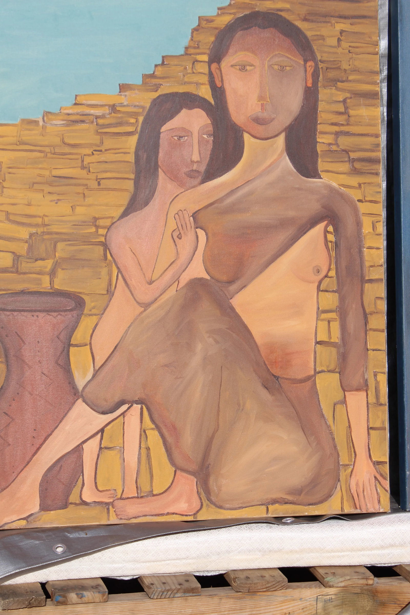 1960s Vintage Mid-Century Modern Two Women Oil Paintings - a Pair - 7