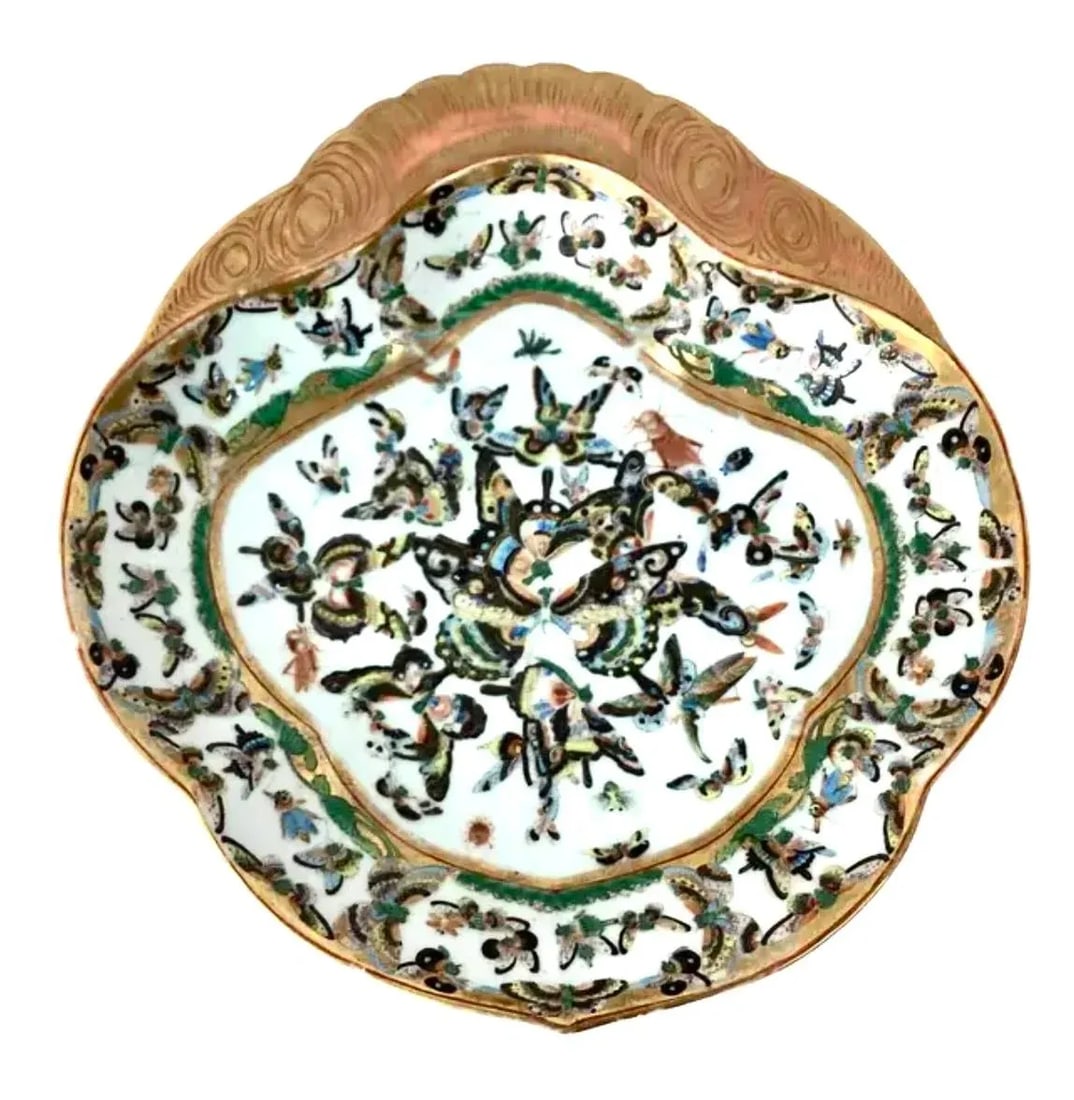 Pair of Antique Chinese Export Porcelain Butterfly Serving/Shrimp Dish - 5