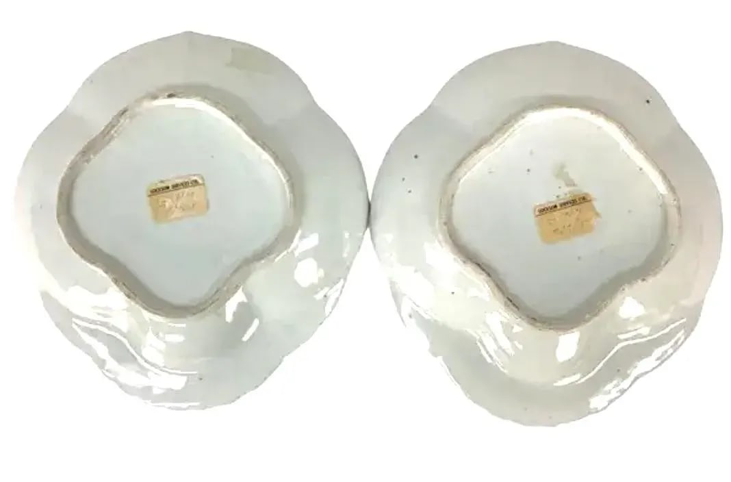 Pair of Antique Chinese Export Porcelain Butterfly Serving/Shrimp Dish - 7