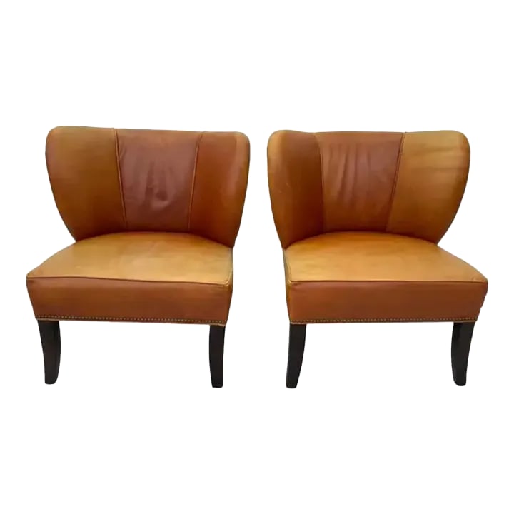 Pair of Arhaus Italian Leather Lounge Chairs (1 of 10)