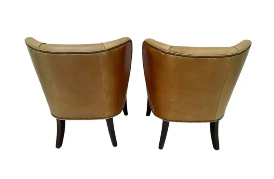 Pair of Arhaus Italian Leather Lounge Chairs - 8