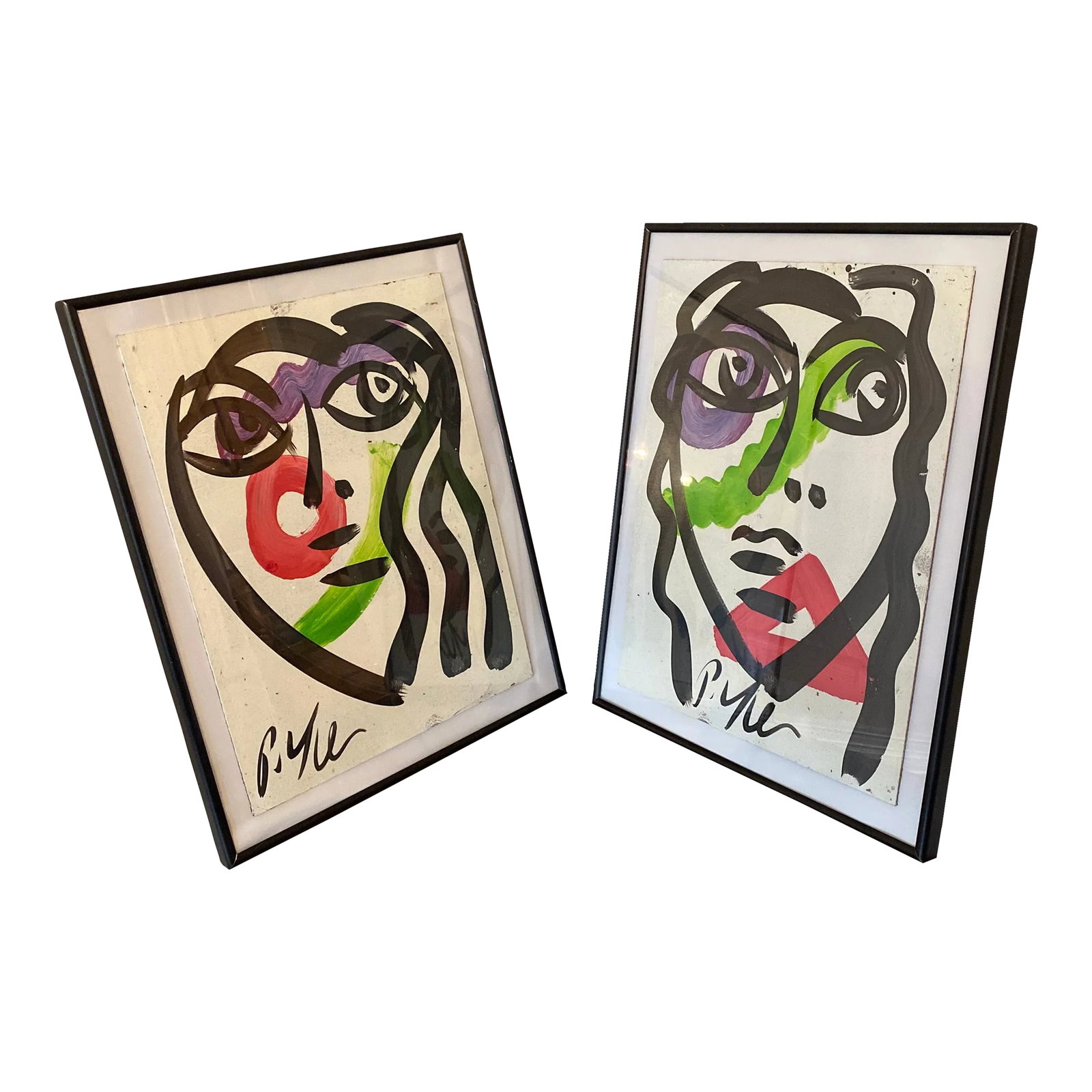 Peter Keil Original Abstract Portrait Painting on Board ~ a Pair: Fantastic original paintings by Listed world renowned artist Peter Robert Keil (born 1942 Germany) Peter has self proclaimed to be the last of the living legend artists working in his career with