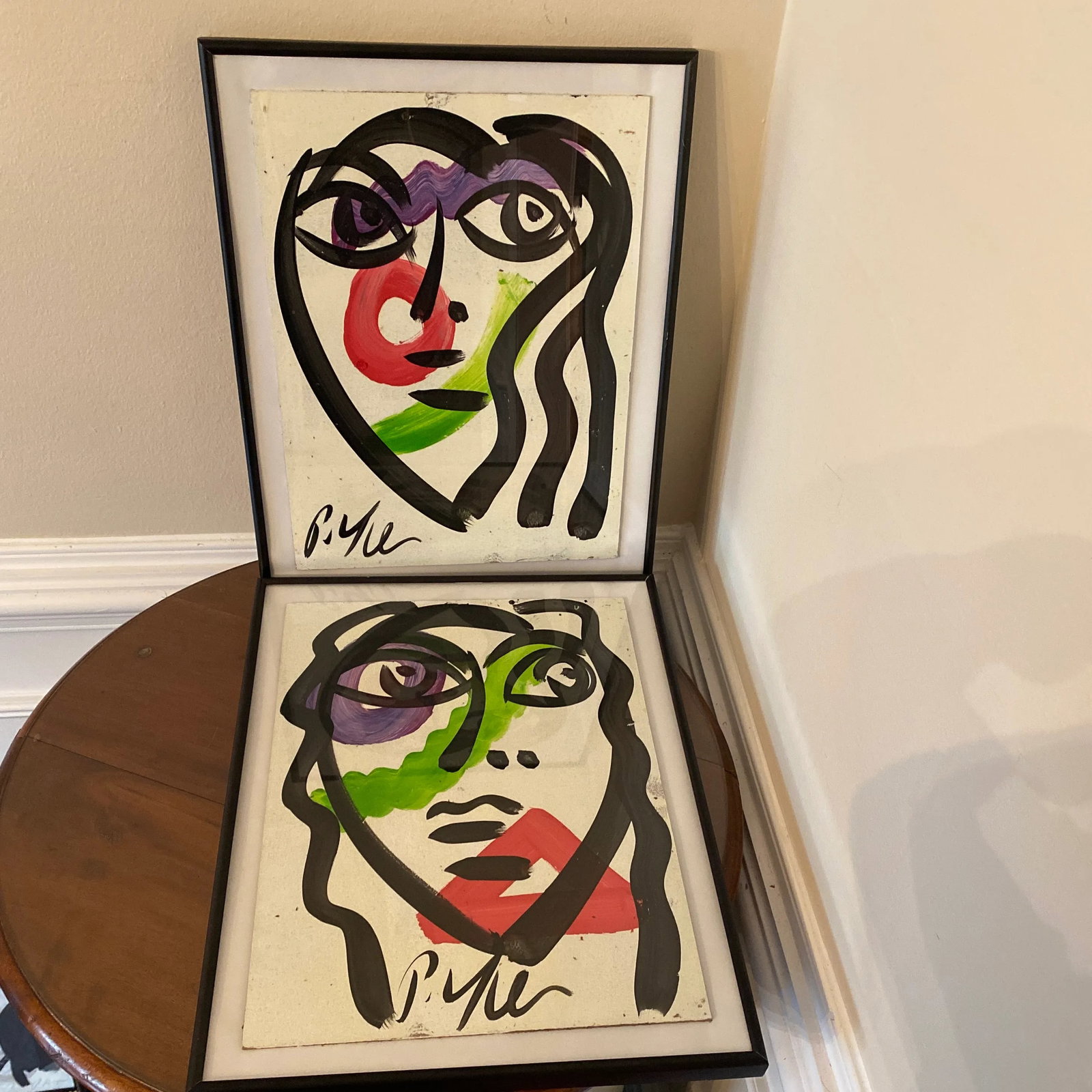 Peter Keil Original Abstract Portrait Painting on Board ~ a Pair - 6