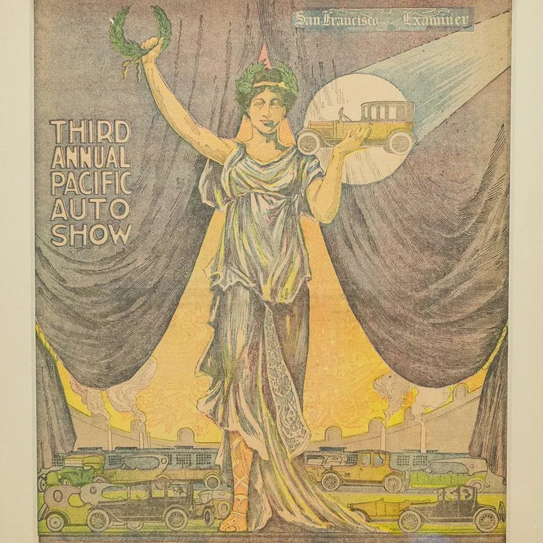 Art Deco Exhibition Poster | Pacific Auto Show 1919 San Francisco Examiner - 2