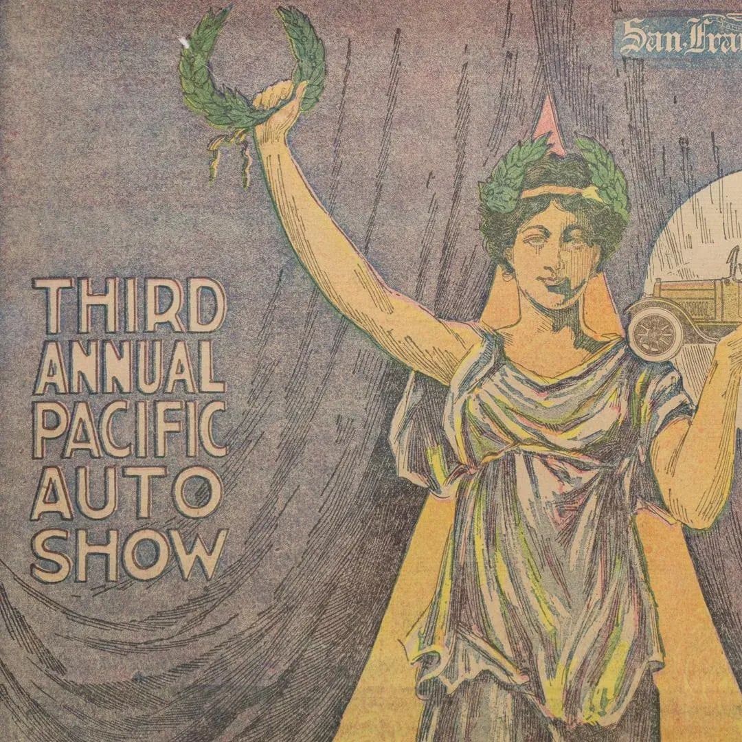 Art Deco Exhibition Poster | Pacific Auto Show 1919 San Francisco Examiner - 3