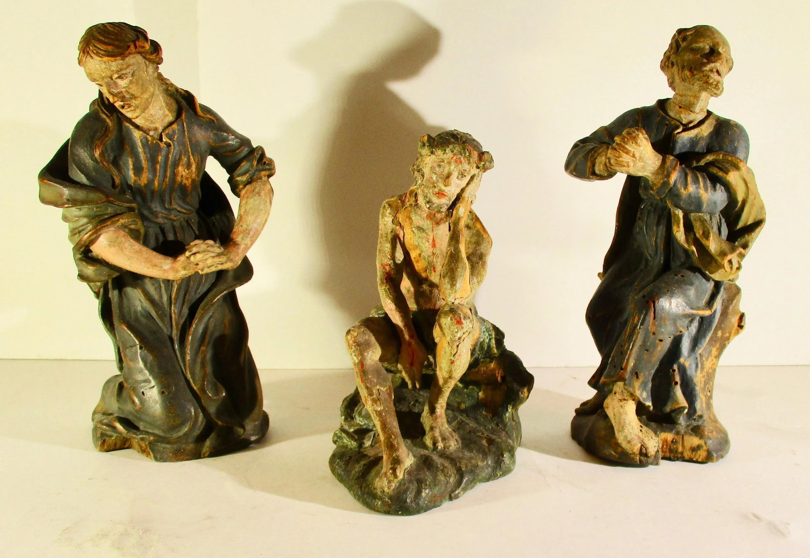 18th Century Antique German Church Wood Carved Figures - Group of 3 - 11