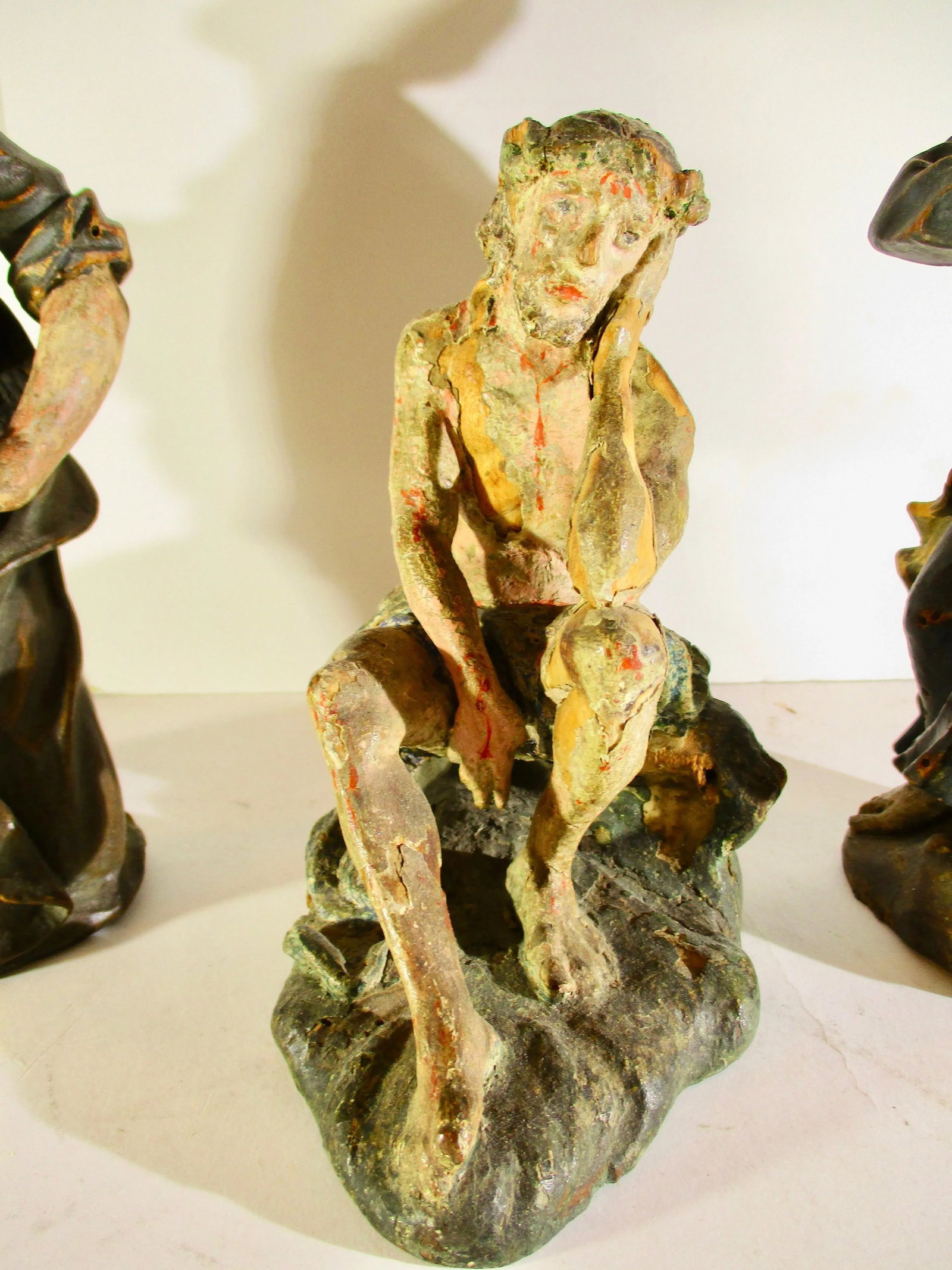 18th Century Antique German Church Wood Carved Figures - Group of 3 - 2