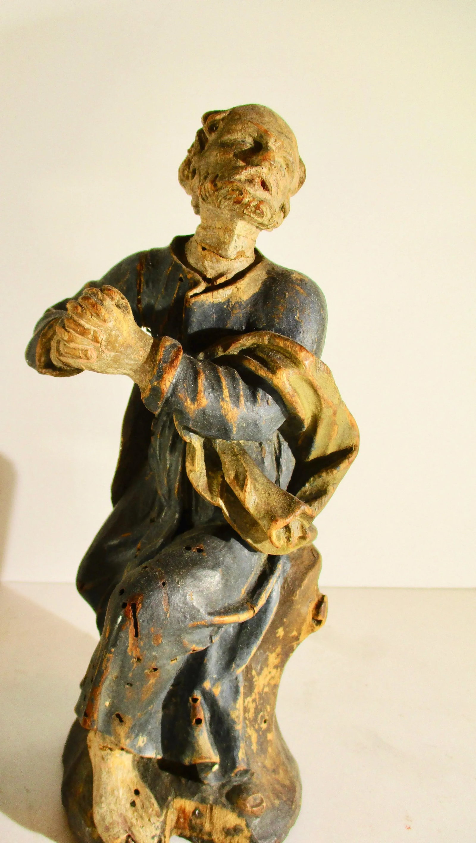 18th Century Antique German Church Wood Carved Figures - Group of 3 - 4