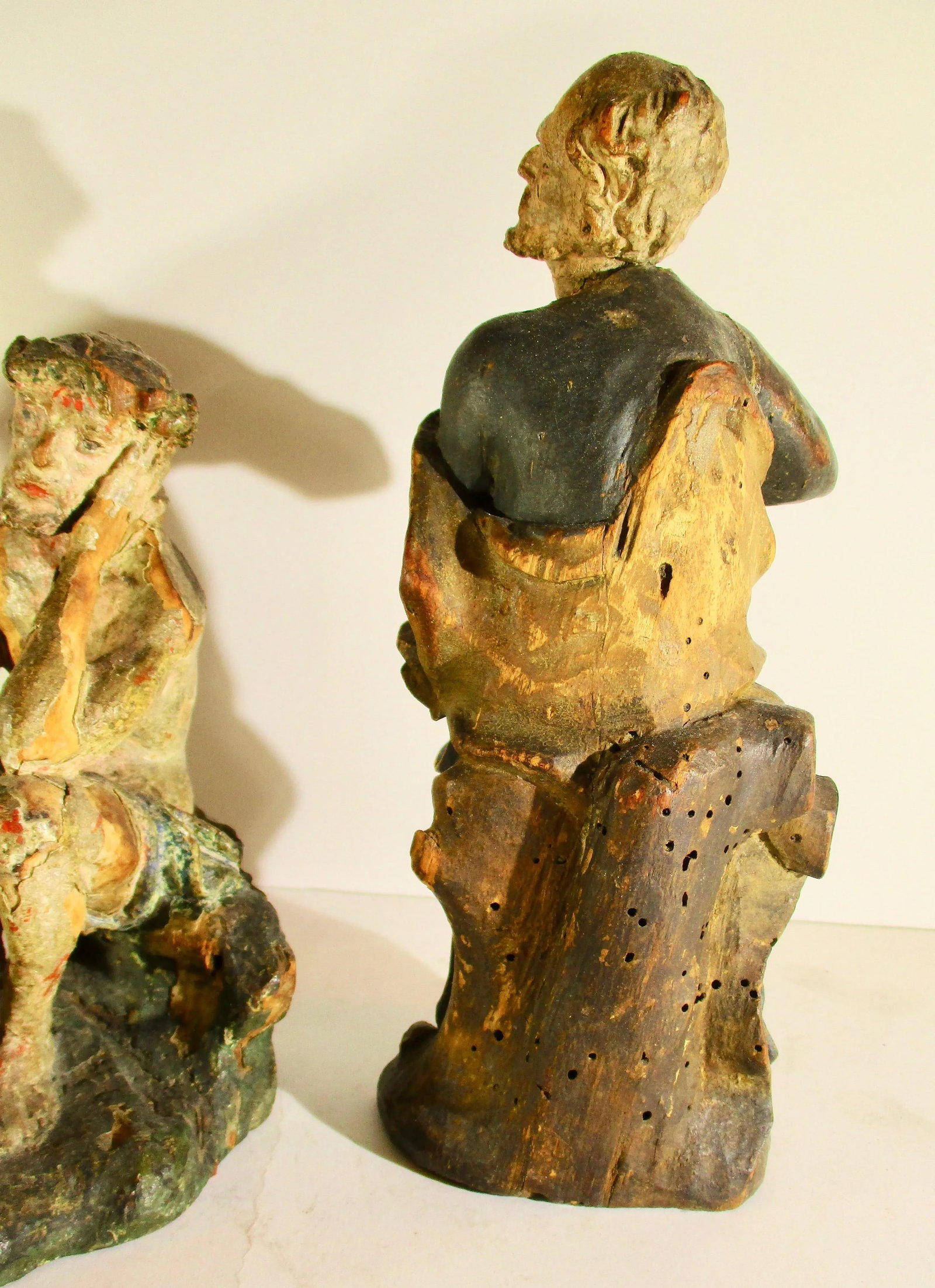 18th Century Antique German Church Wood Carved Figures - Group of 3 - 5
