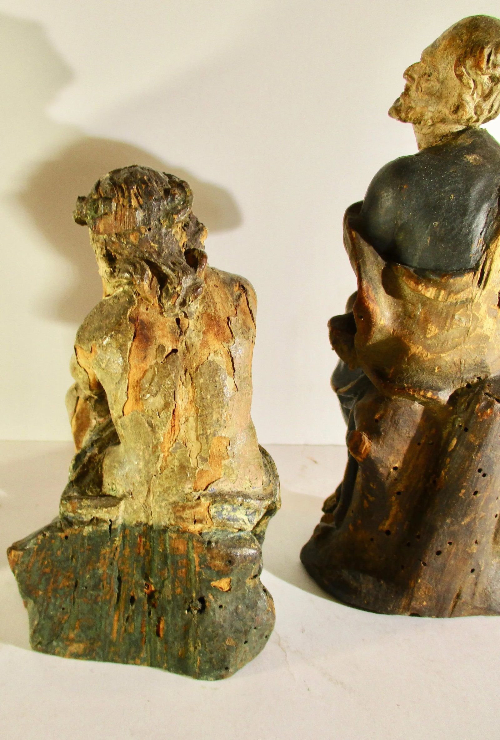 18th Century Antique German Church Wood Carved Figures - Group of 3 - 7