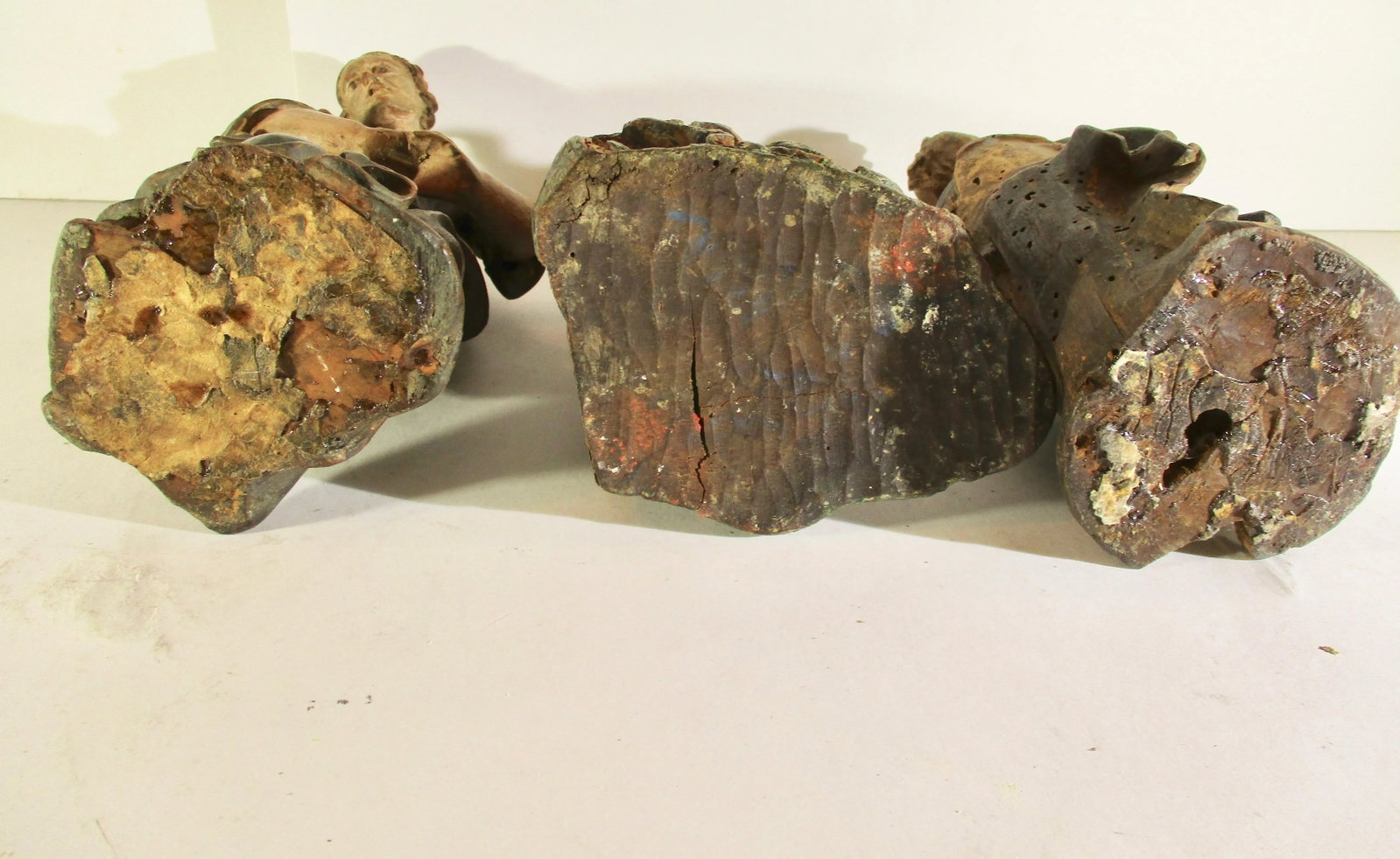 18th Century Antique German Church Wood Carved Figures - Group of 3 - 8