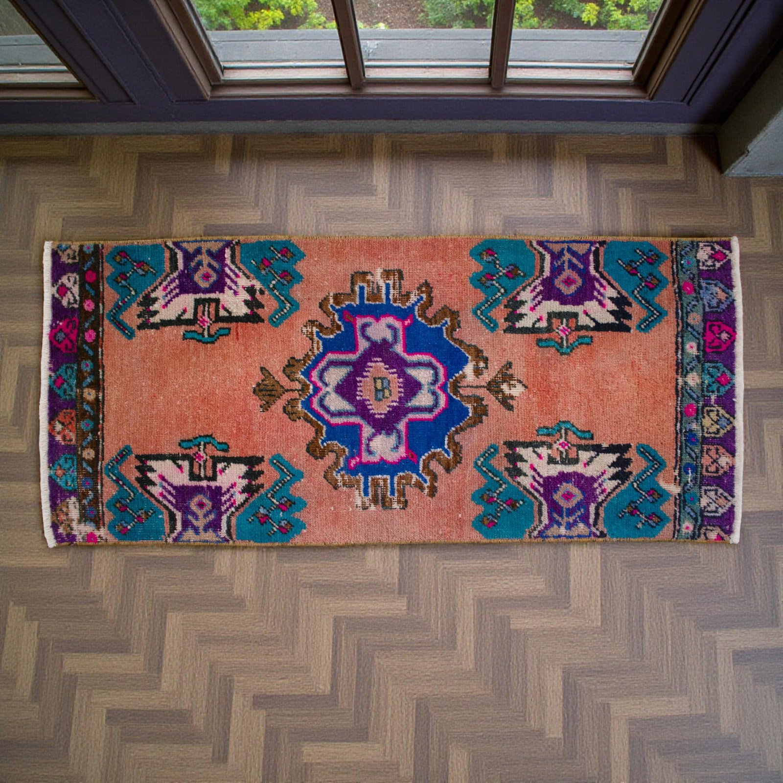 Front of Bath Sink Rug Hand Made Kitchen Mat Colorful Mini Rug 1'6" X 3'4" - 3