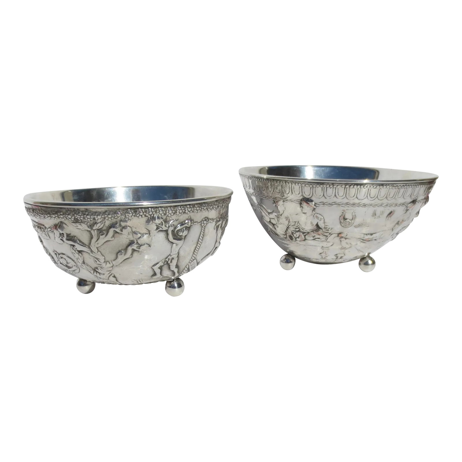 E. F. Caldwell Silvered Bronze Greco-Roman Bowls- Pair of 2 (1 of 9)