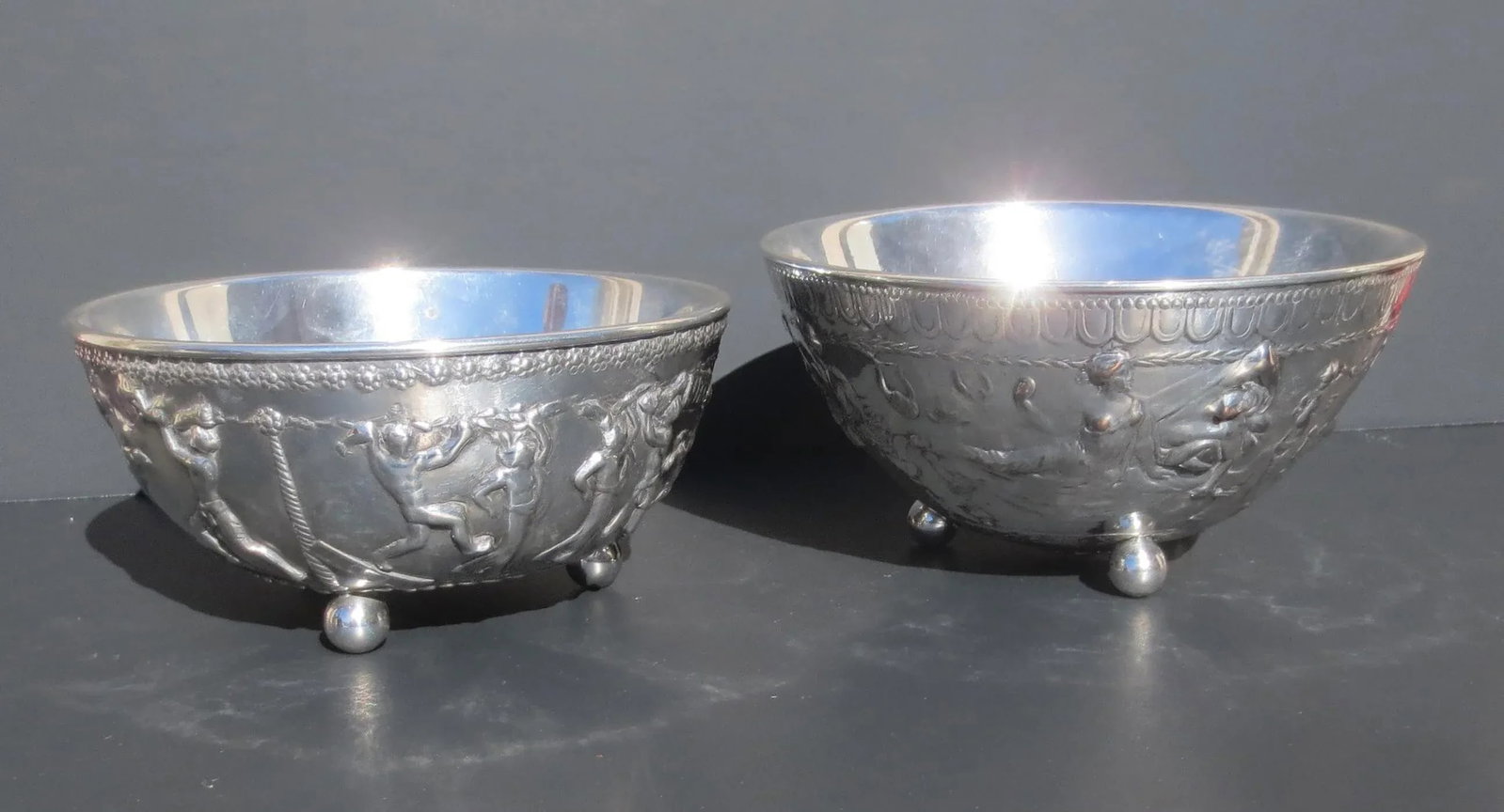 E. F. Caldwell Silvered Bronze Greco-Roman Bowls- Pair of 2 - 2