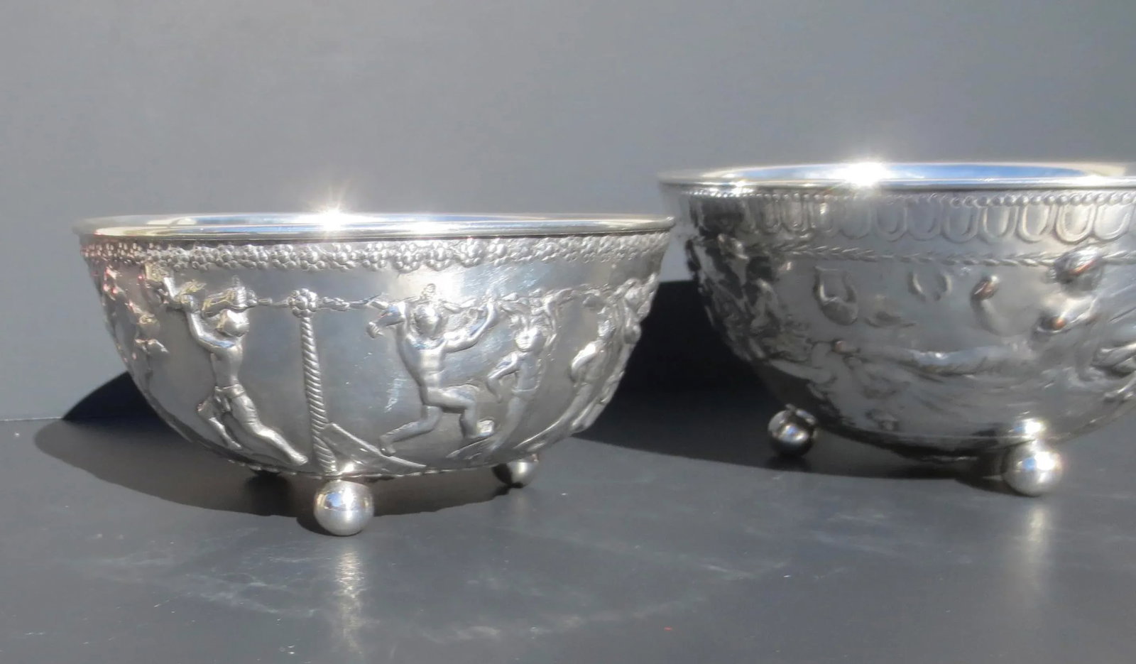 E. F. Caldwell Silvered Bronze Greco-Roman Bowls- Pair of 2 - 3