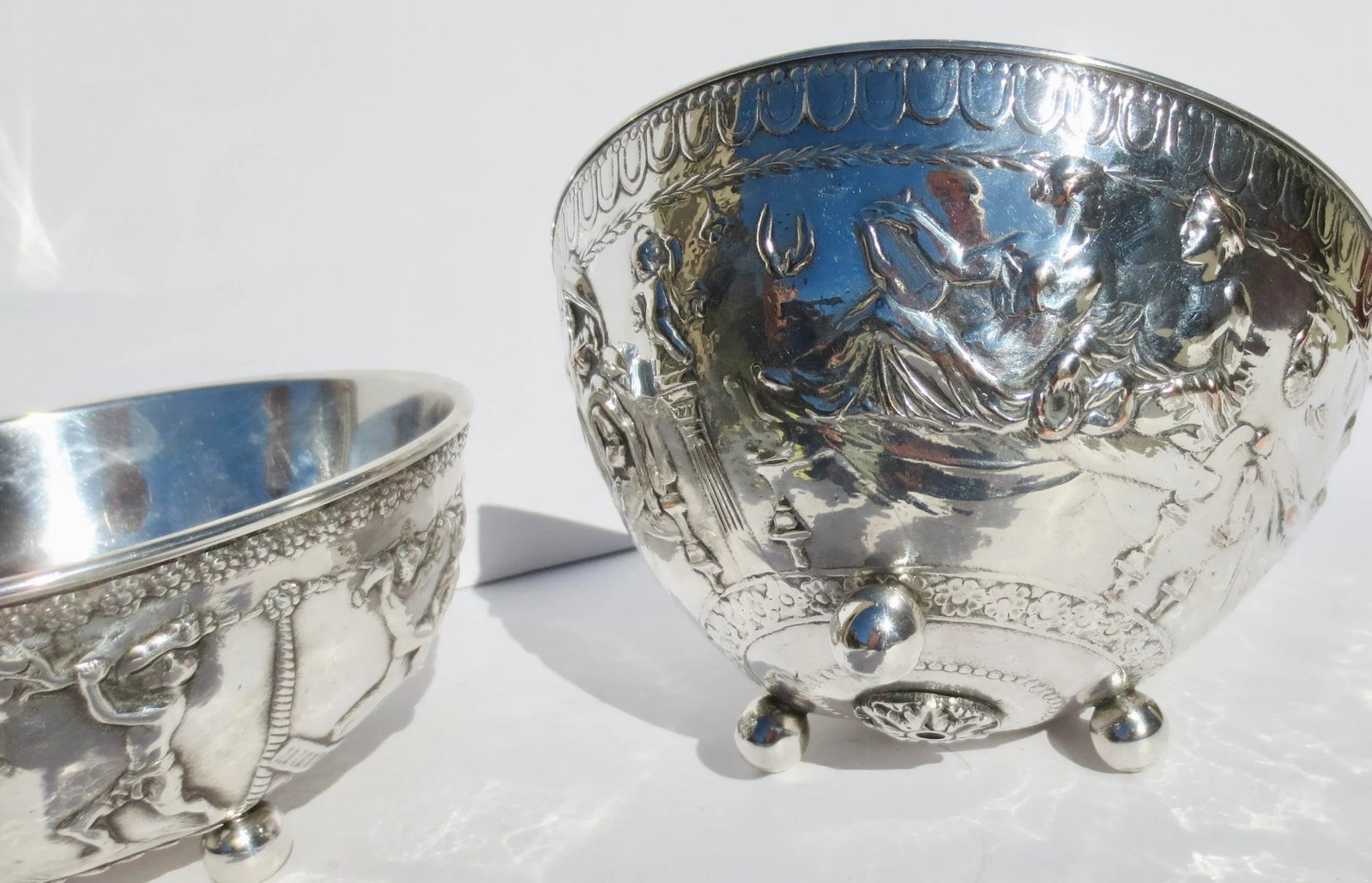 E. F. Caldwell Silvered Bronze Greco-Roman Bowls- Pair of 2 - 5