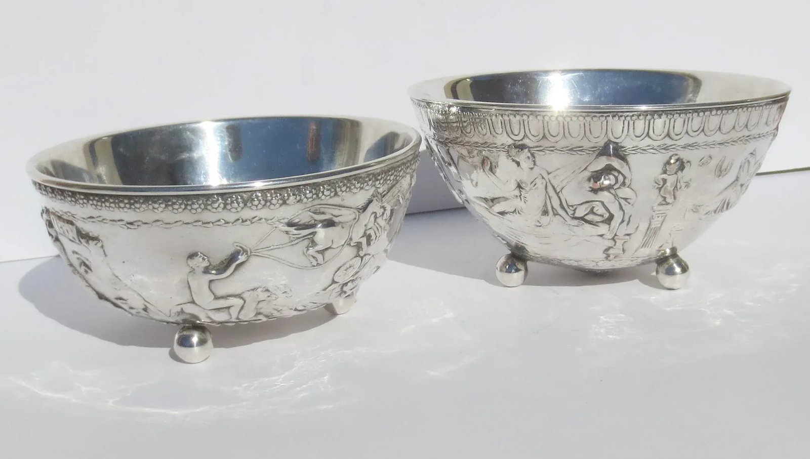 E. F. Caldwell Silvered Bronze Greco-Roman Bowls- Pair of 2 - 8