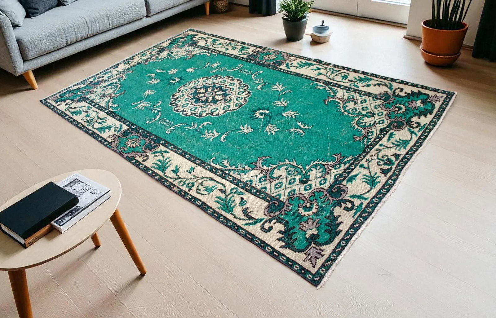 Vintage Turkish Hand Knotted Area Rug - 5"²5"³ × 8"²9"³ - 3