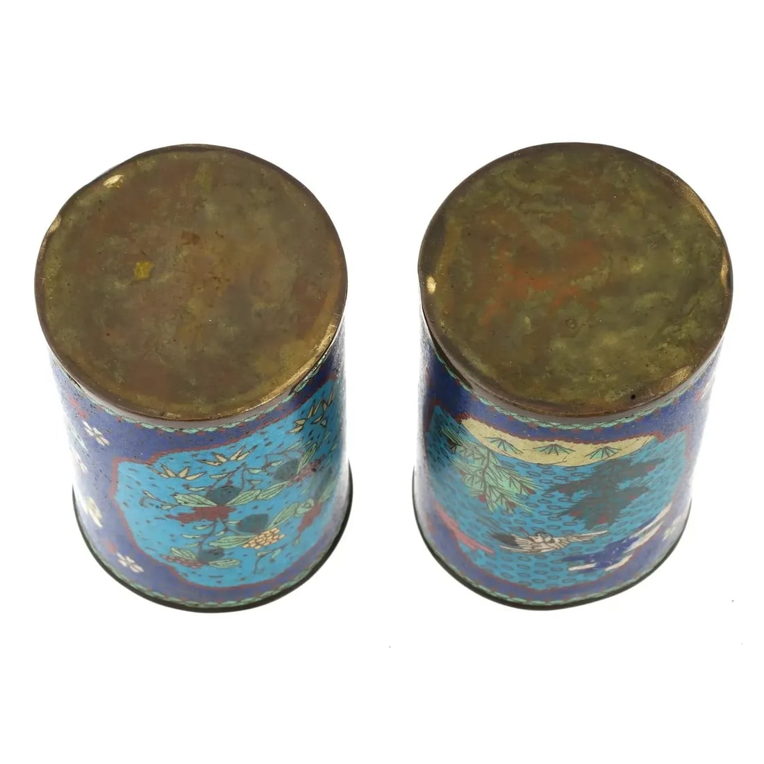 Pair of Early Meiji Japanese Cloisonne Brush Pots - 6
