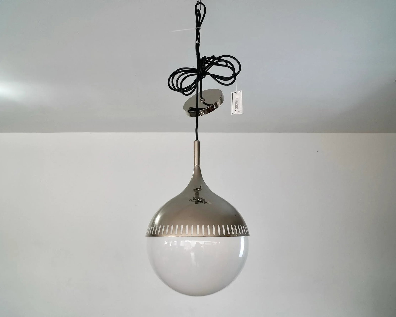 Mid-Century Modern Style Jonathan Adler Nickel & Glass Pendant - Brand New - 3