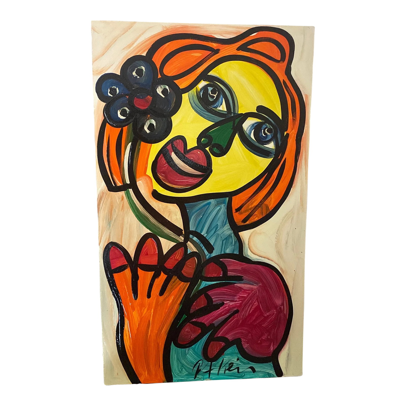 Vintage Abstract Portraiture; Original Artwork by Peter Robert Keil: Peter Keil is a German artist that focuses primarily on abstract expressionism. Keil painted with some of the greats including Joan Miró, Pablo Picasso and Andy Warhol, to name a few. This is