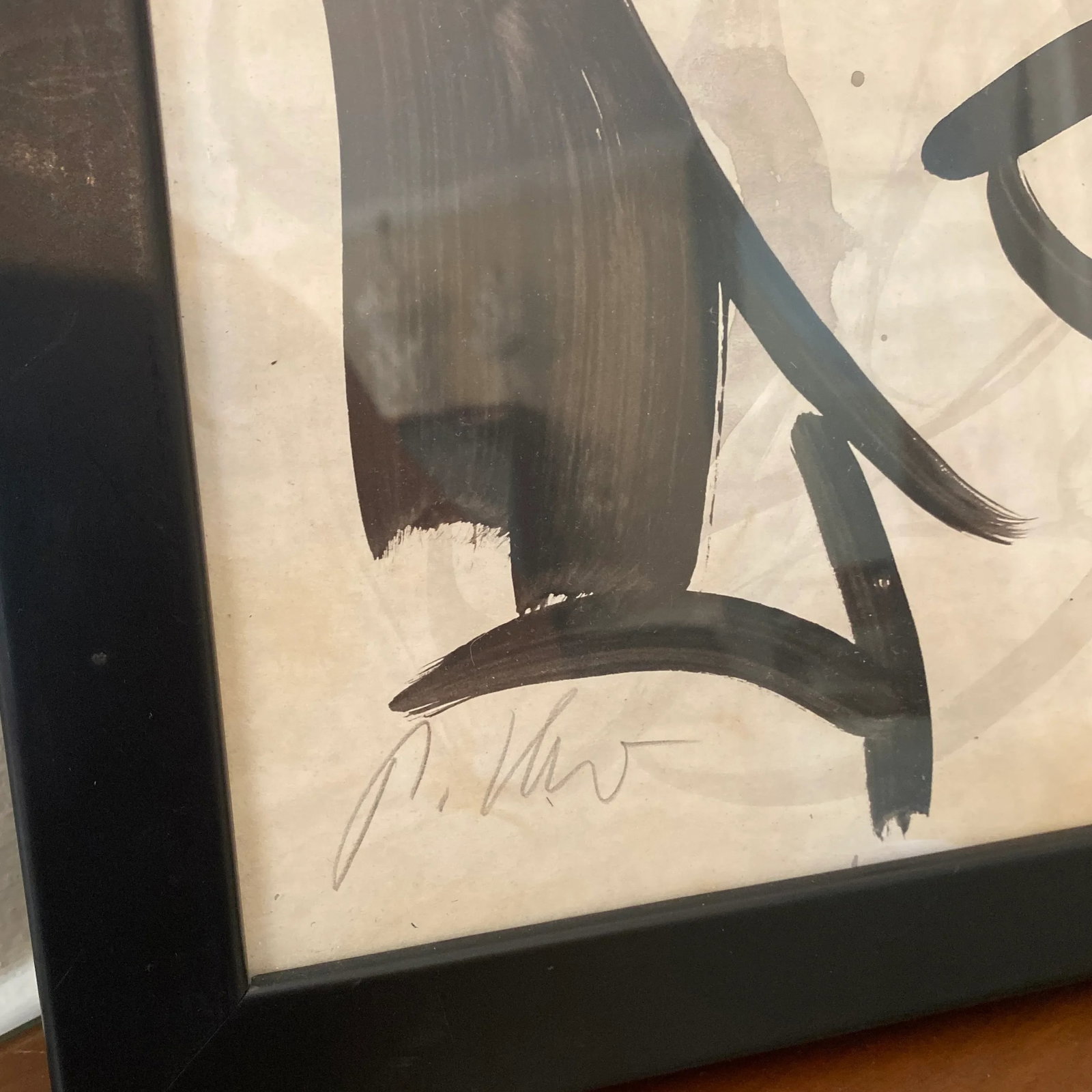 1970s Peter Keil Contemporary Original Black & White Abstract Portrait Painting, Framed - 4