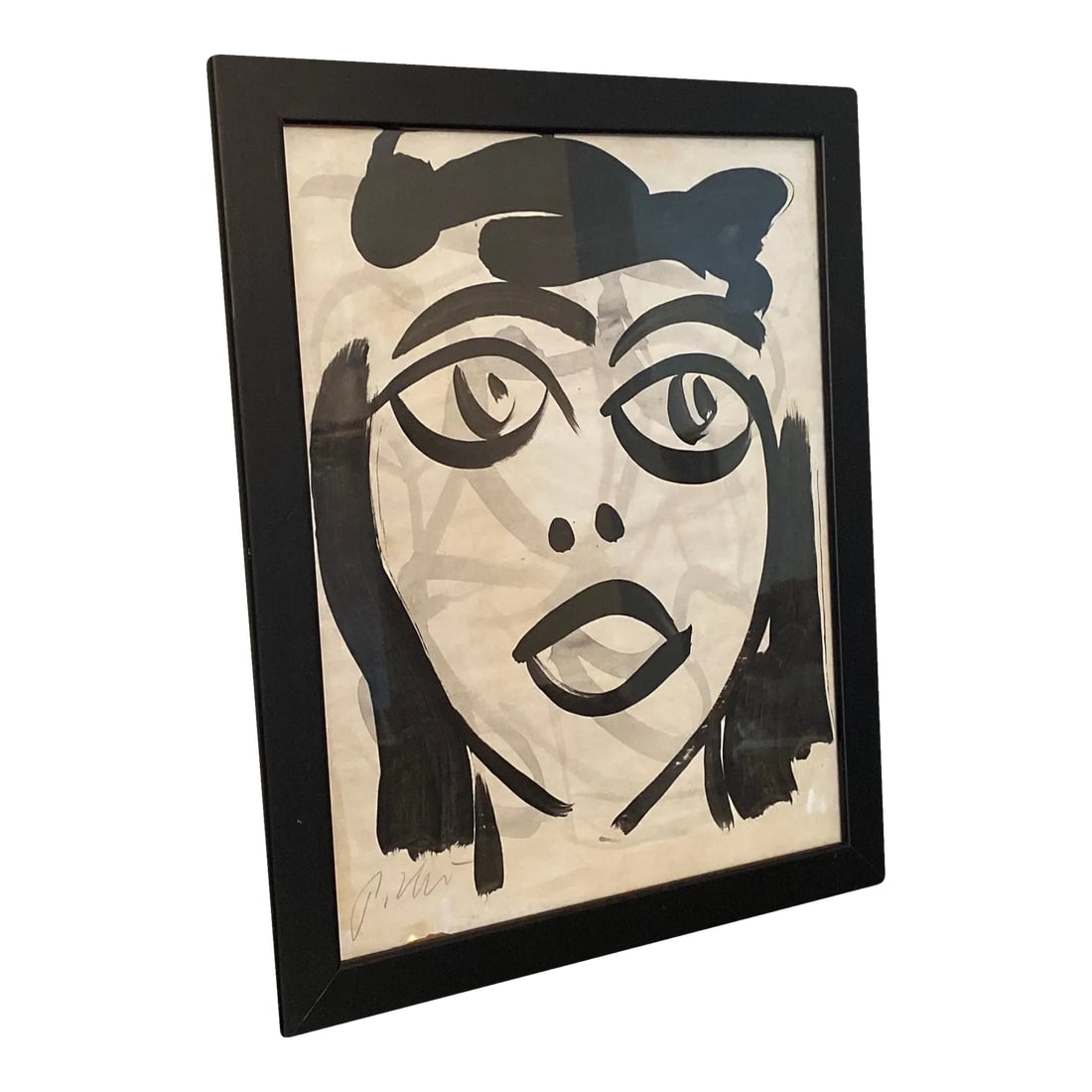 1970s Peter Keil Contemporary Original Black & White Abstract Portrait Painting, Framed: Fantastic original painting by Listed world renowned artist Peter Robert Keil (born 1942 Germany) Peter has self proclaimed to be the last of the living legend artists working in his career with