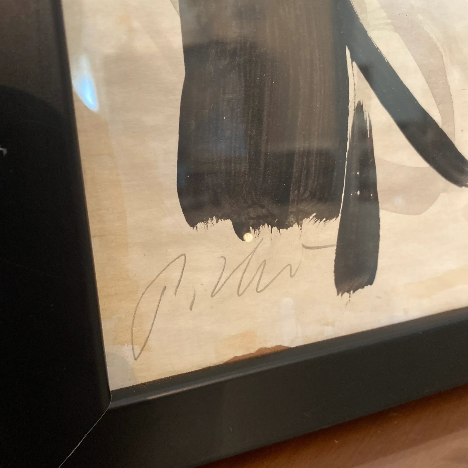 1970s Peter Keil Contemporary Original Black & White Abstract Portrait Painting, Framed - 2
