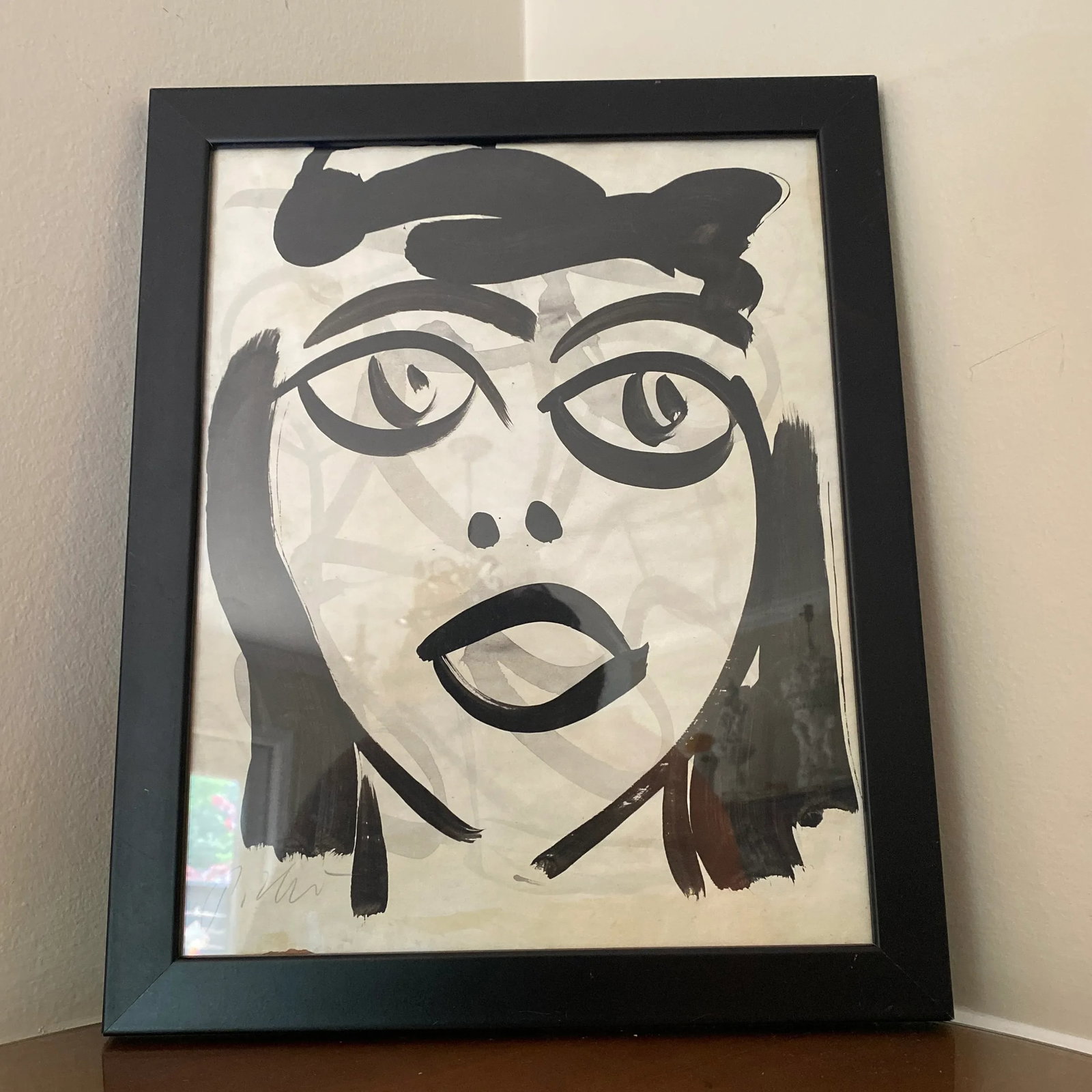 1970s Peter Keil Contemporary Original Black & White Abstract Portrait Painting, Framed - 4