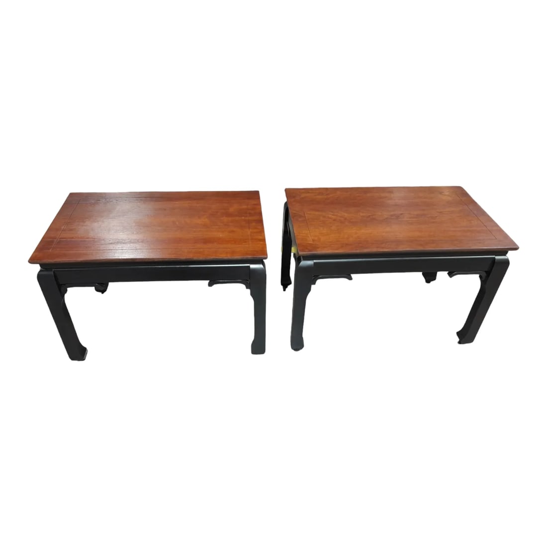 Restored Pair of Vintage 1960's Medallion Limited Two Tone Chow Side Tables With Walnut Top and Ebon - 2
