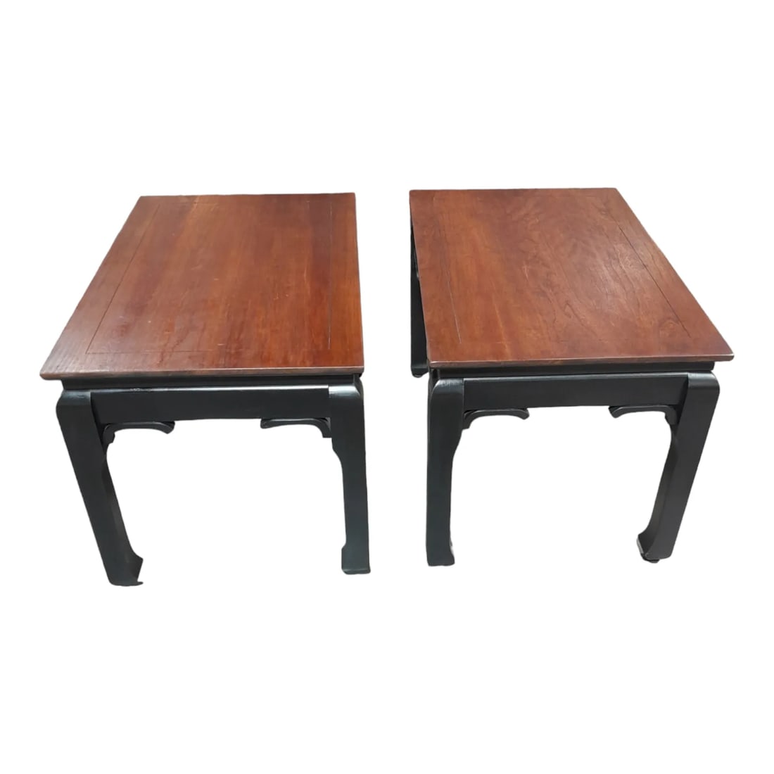 Restored Pair of Vintage 1960's Medallion Limited Two Tone Chow Side Tables With Walnut Top and Ebon - 3