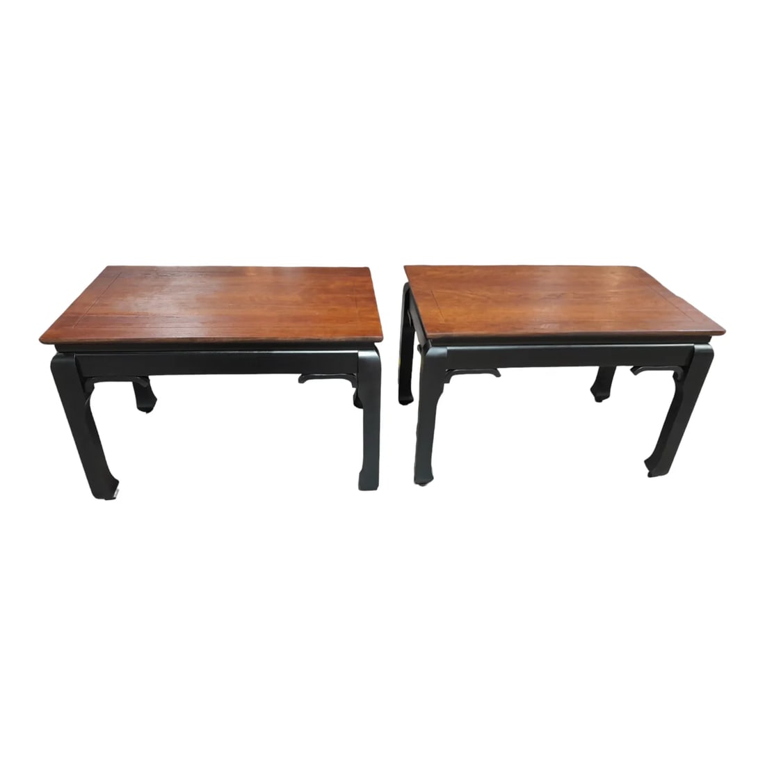 Restored Pair of Vintage 1960's Medallion Limited Two Tone Chow Side Tables With Walnut Top and Ebon - 4
