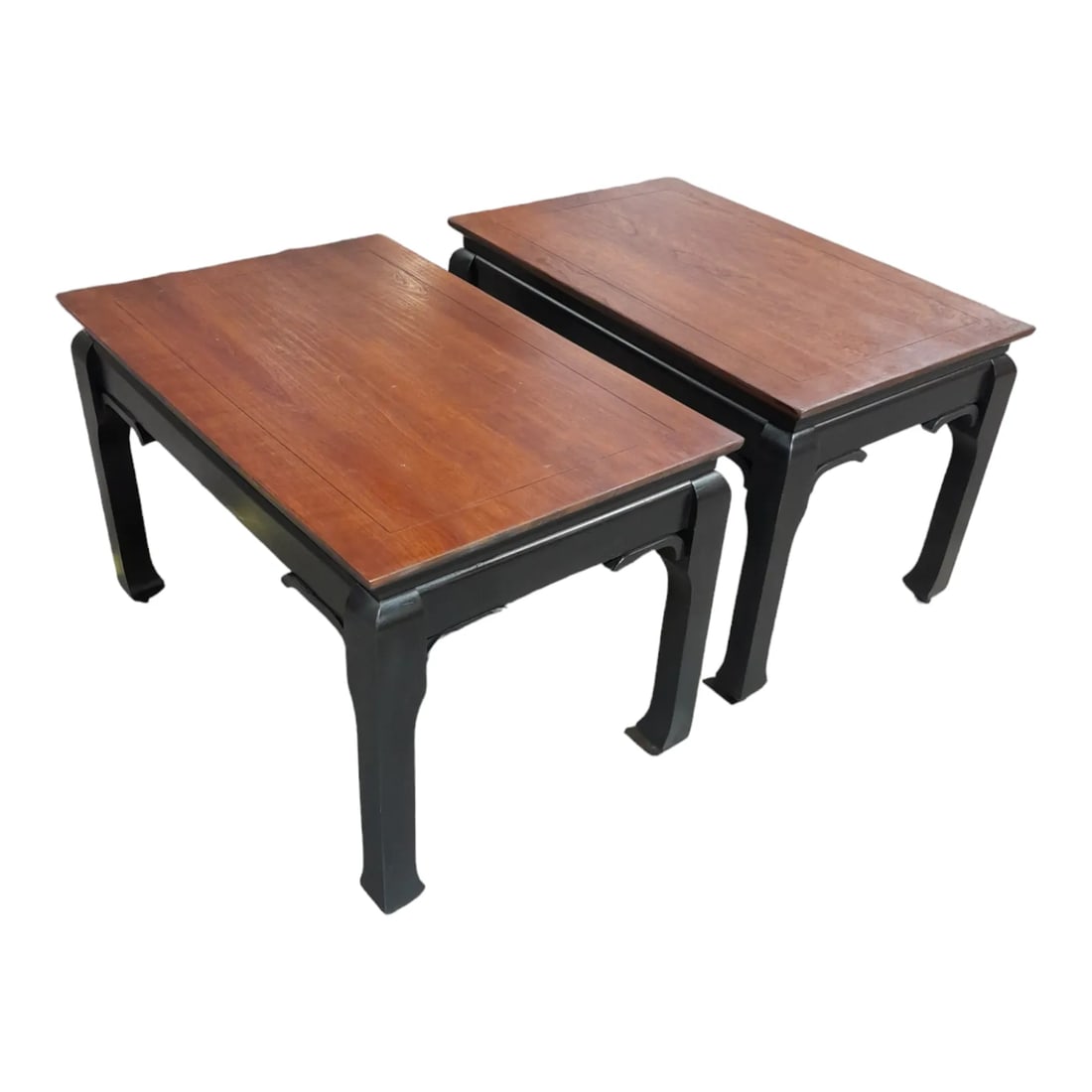 Restored Pair of Vintage 1960's Medallion Limited Two Tone Chow Side Tables With Walnut Top and Ebon - 6