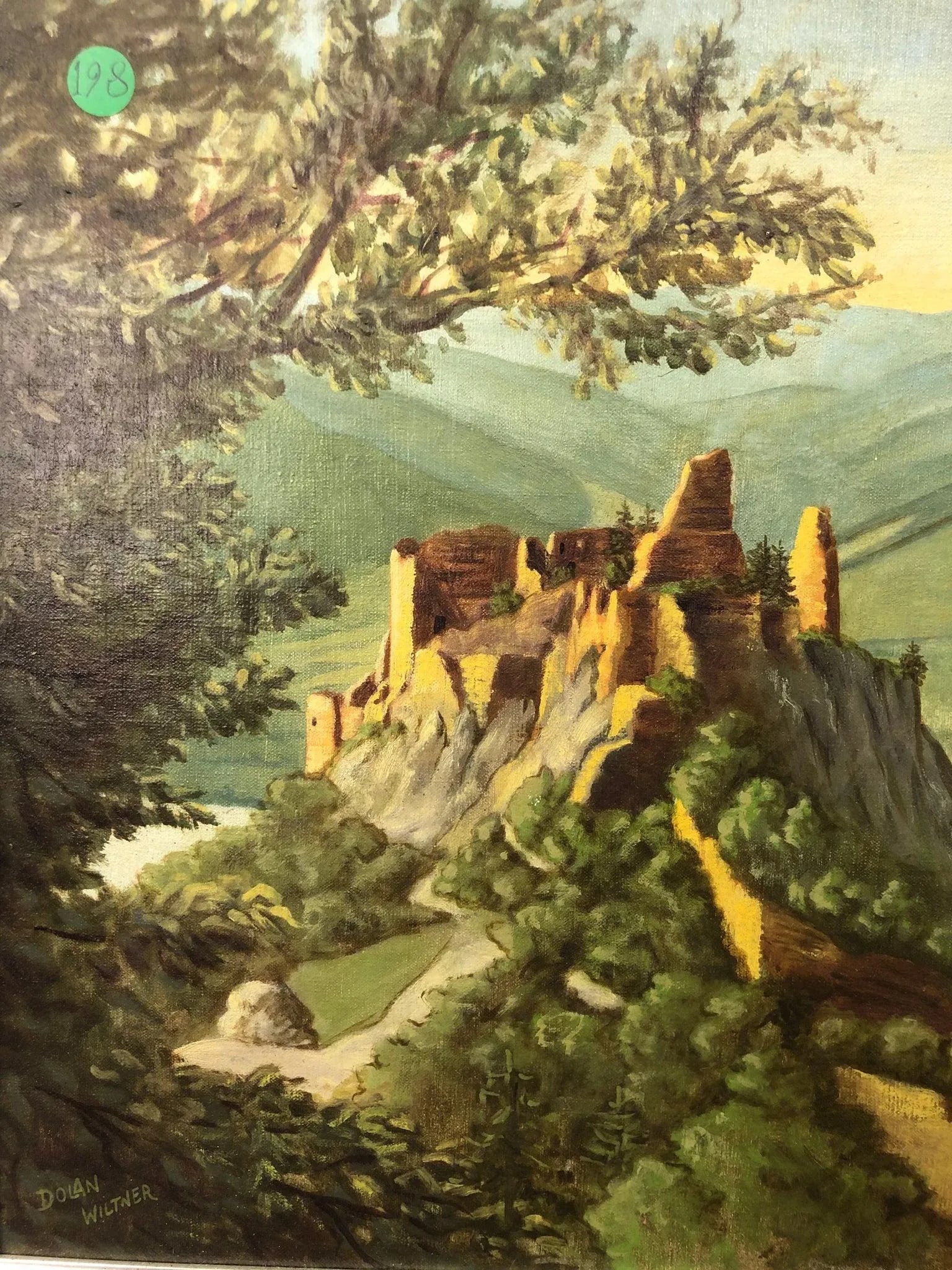 Mid 20th Century The Fortress Original Oil on Canvas Signed on the Bottom, Framed - 4