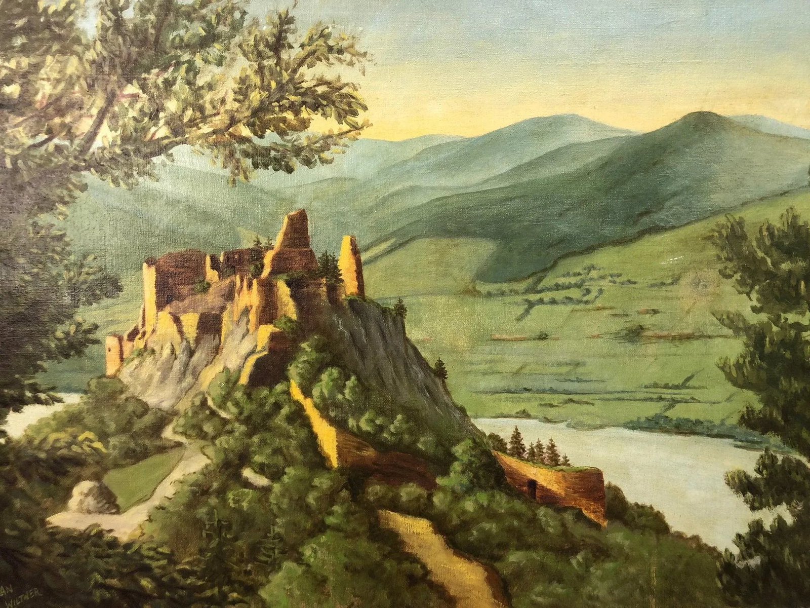 Mid 20th Century The Fortress Original Oil on Canvas Signed on the Bottom, Framed - 6