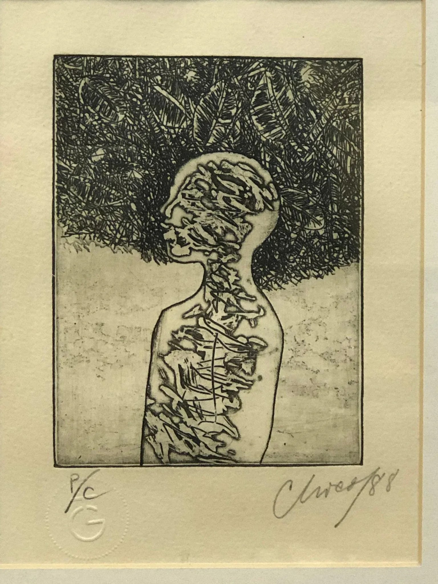 Mid 20th Century Abstract Relief Etching Signed, Framed - 2