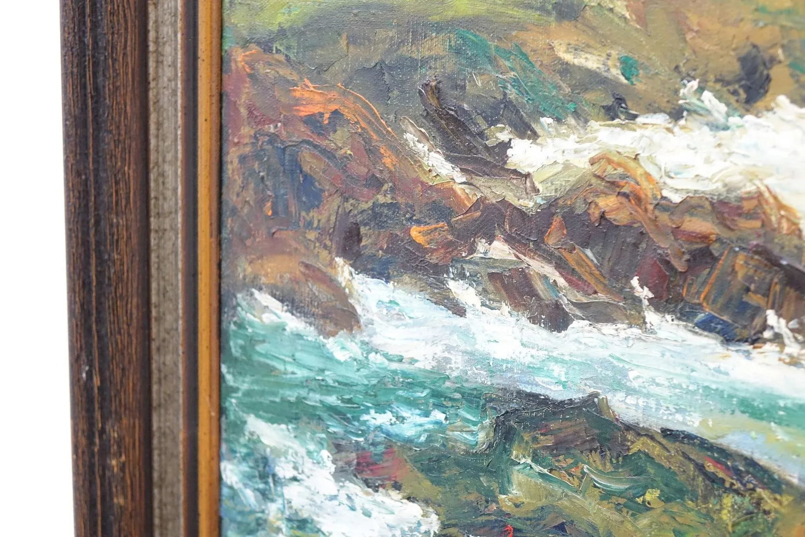 Ocean Landscape Original Oil Painting on Canvas 1965 Signed on the Bottom, Framed - 2