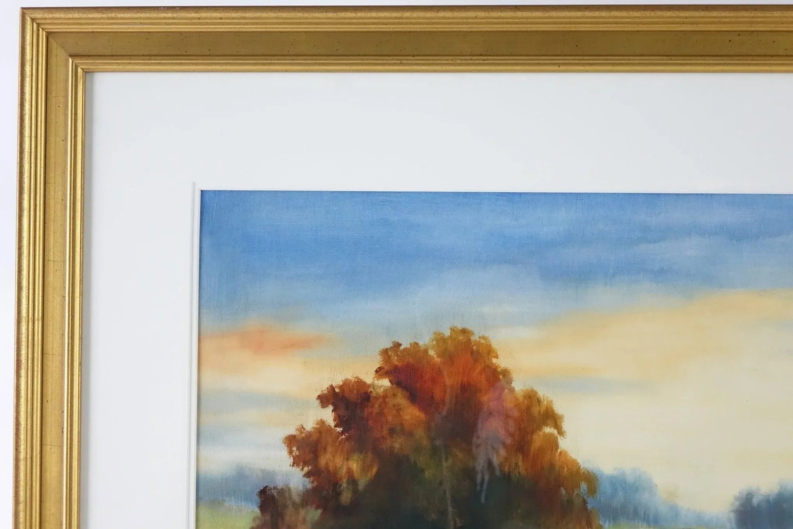Original Watercolor on Board – Serene Field & Meadow With Trees, Signed, Framed - 3
