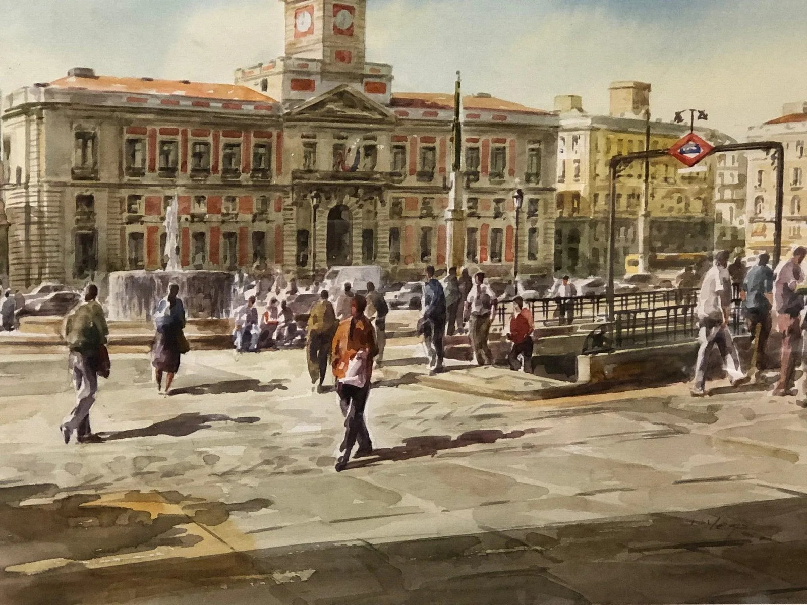 Puerta Del Sol Original Watercolor Painting, 1991 Signed on the Bottom, Framed - 2