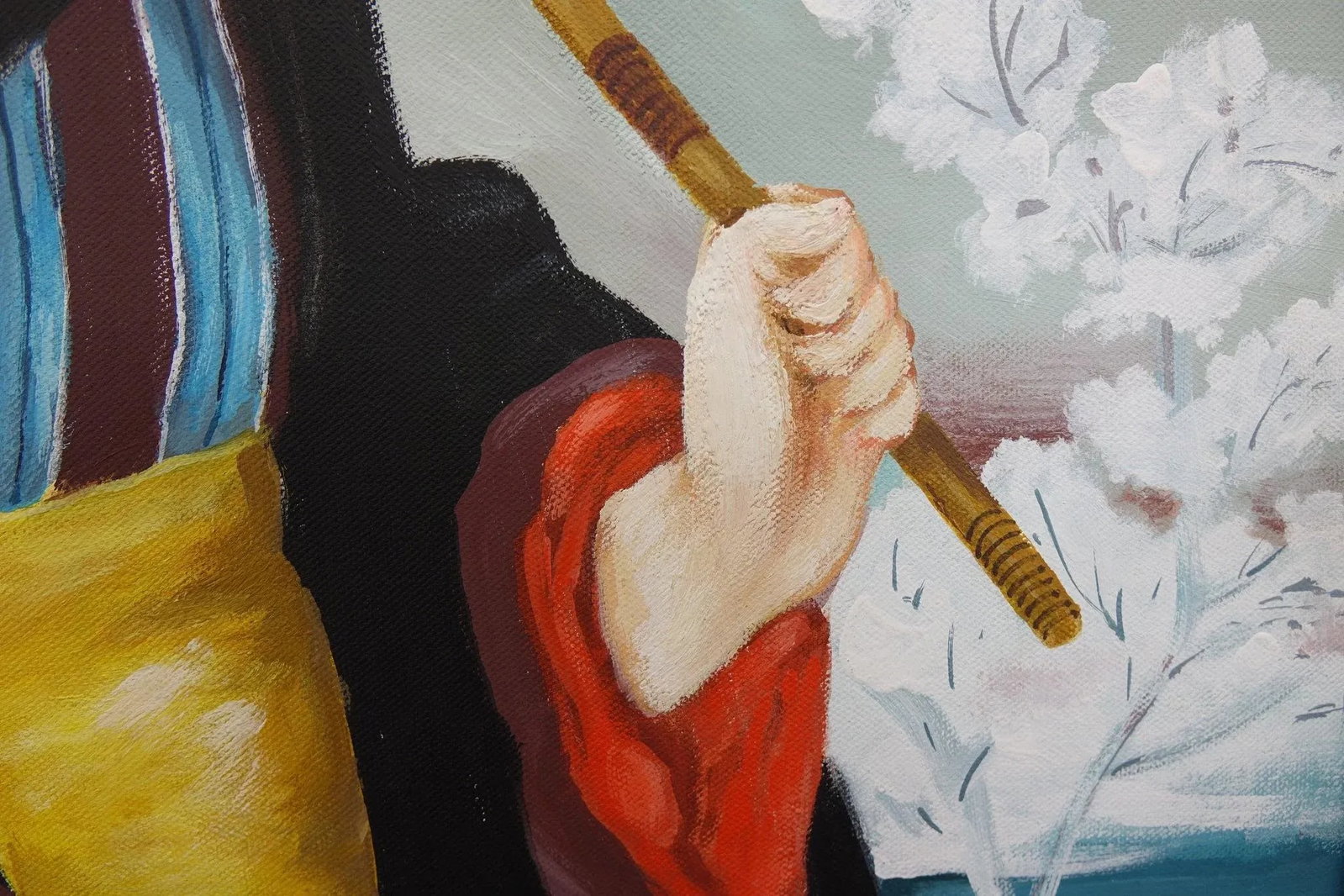 Mid 20th Century Geisha Oil on Canvas Board Signed Original - 4
