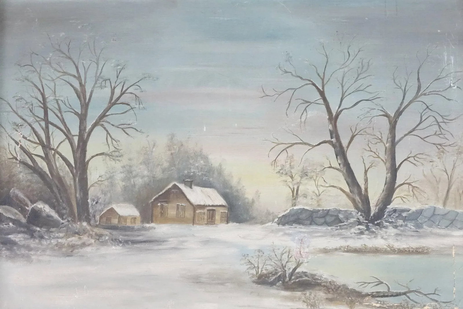 Landscape 19th Century Original Oil Painting on Canvas, Framed - 2
