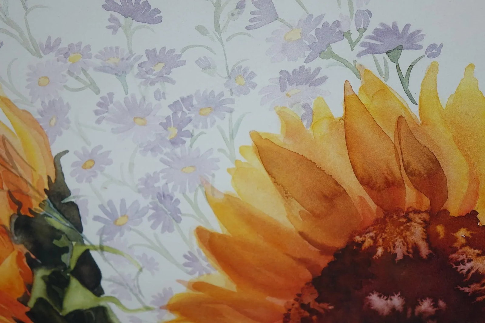 Golden Bloom - Late 20th Century Watercolor Print on Paper Signed, Framed - 2