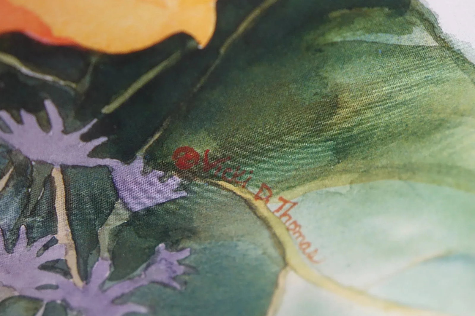 Golden Bloom - Late 20th Century Watercolor Print on Paper Signed, Framed - 3