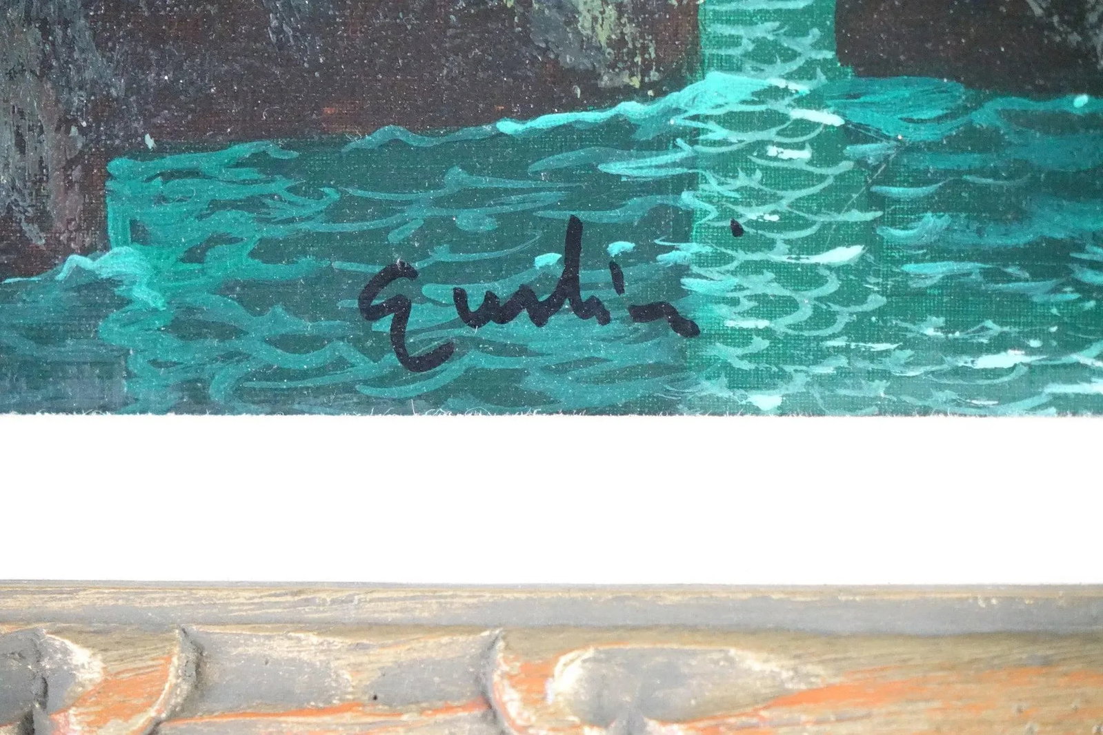 Canoes Original Oil on Canvas Signed - 5