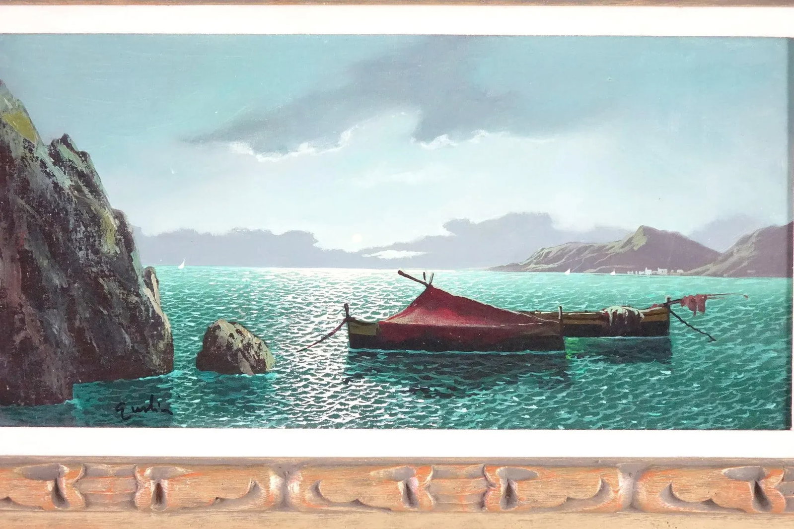 Canoes Original Oil on Canvas Signed - 6