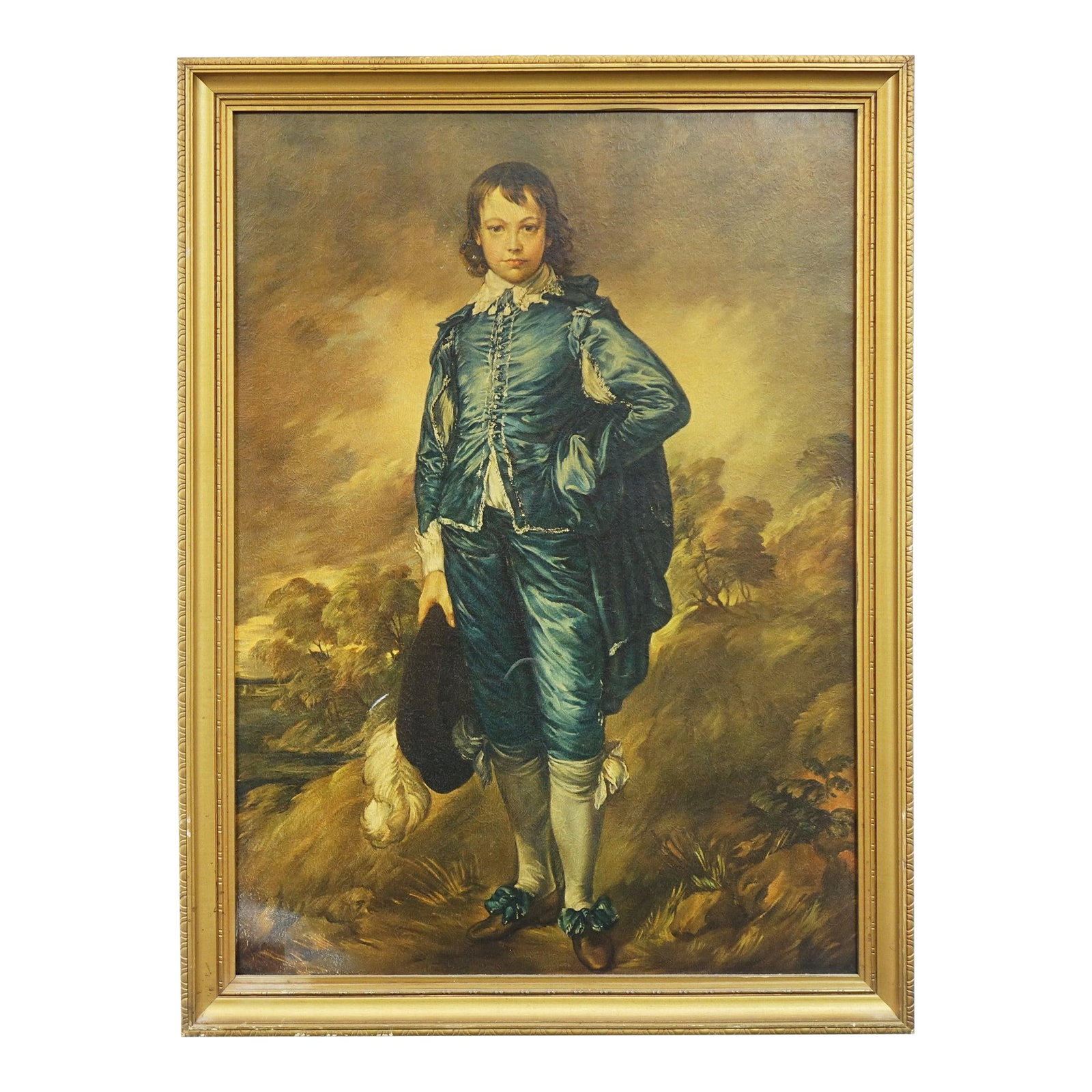The Blue Boy Print of Original Oil Painting on Canvas: The Blue Boy, Print of Original Oil Painting on Canvas - 26" x 34" This exquisite print of The Blue Boy, measuring 26 inches by 34 inches, is a faithful reproduction of the iconic 18th-century